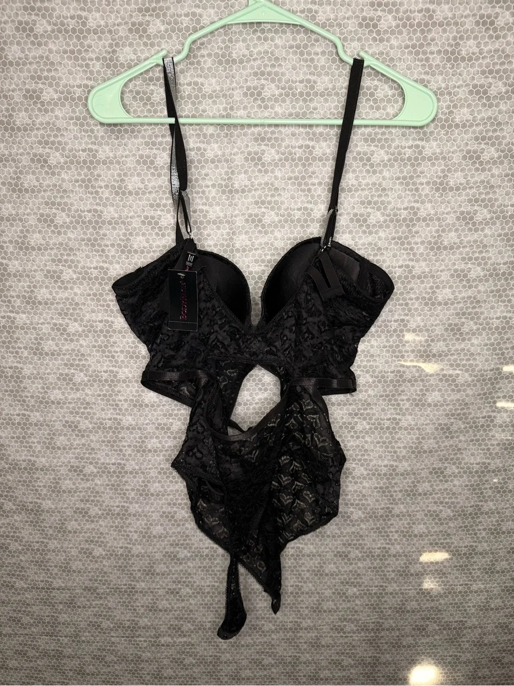 Spencer's BodyRage Black Underwired Semi-Transparent Stretch Bodysuit XL